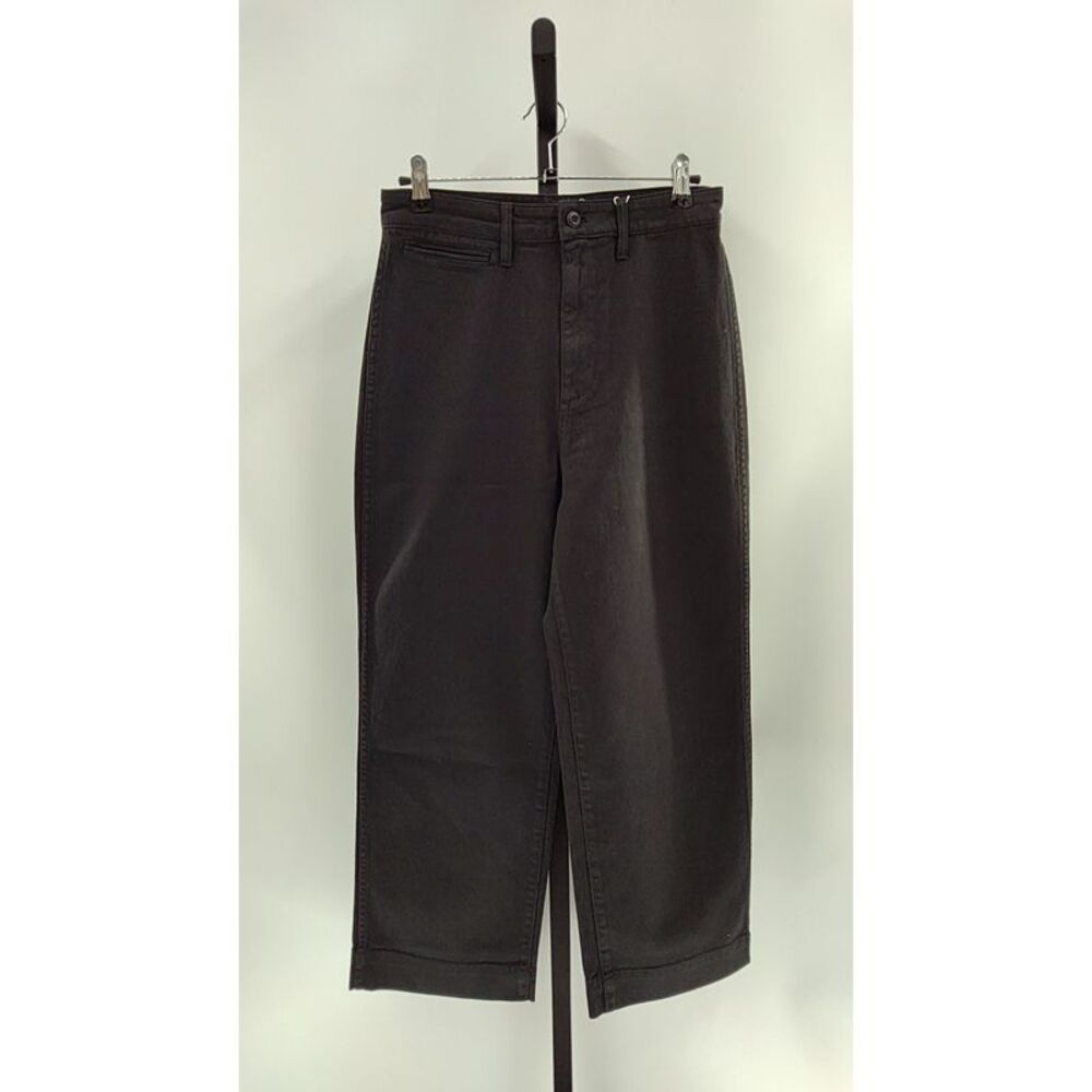 Quince Women Bella Stretch Patch Pocket Wide Leg Jeans Black Pants 28
